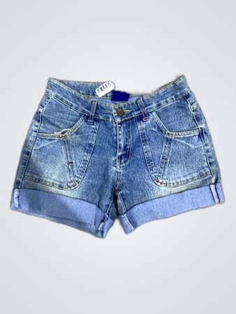 Blue Yellow Denim Cargo Shorts