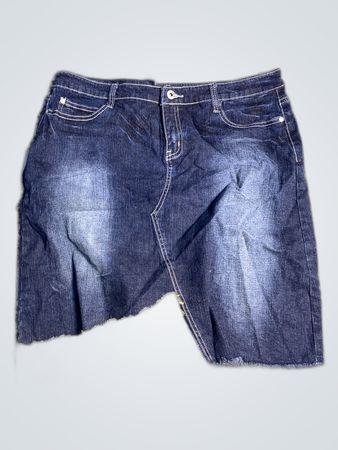 Denim Skirt with Lace Trim