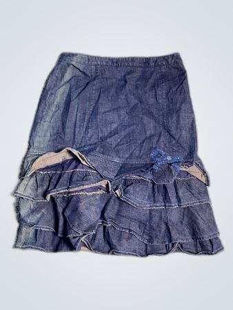 Unbranded Denim Ruffle Mini Skirt