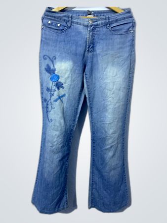 Blue Jeans with Floral Design