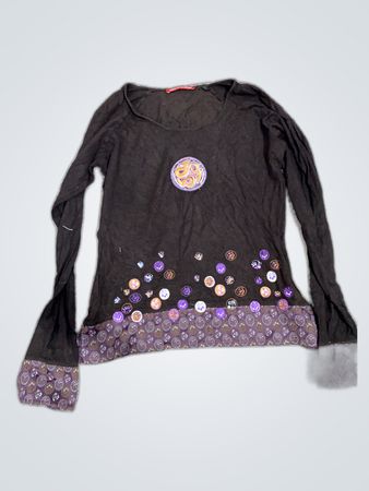 Long Sleeve Shirt with Purple Accents