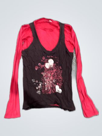 Unbranded Graphic Layered Long Sleeve Tank Top