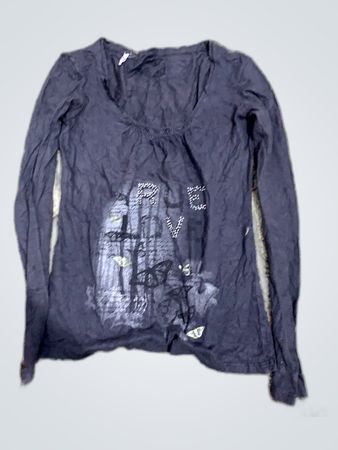 Unbranded Navy Long Sleeve Graphic T-Shirt