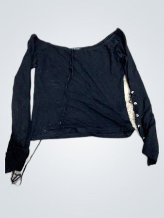 Unbranded Black Off-Shoulder Lace-Up Blouse