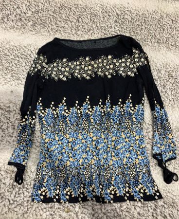 Black Floral Embroidered Long Sleeve Blouse