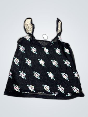 Zara Black Floral Embroidered Mesh Camisole