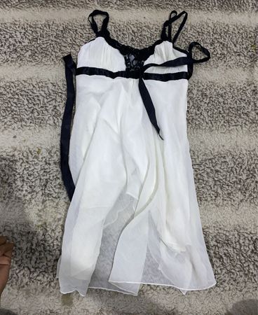 White Chemise with Black Ribbon