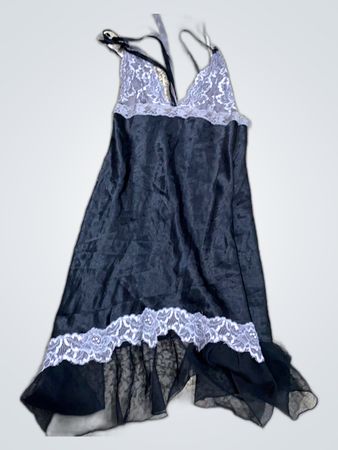 Black Lace Trim Slip Dress