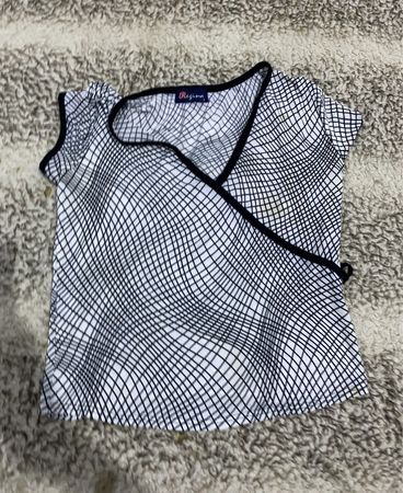Reiss Black and White Grid Wrap Blouse