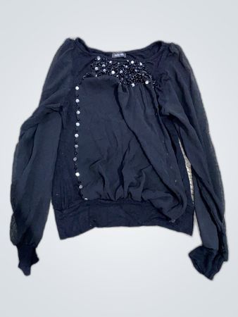 Lola Sheer Beaded Long Sleeve Blouse