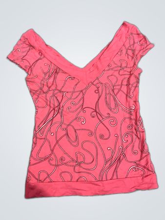 Printed V-Neck Blouse