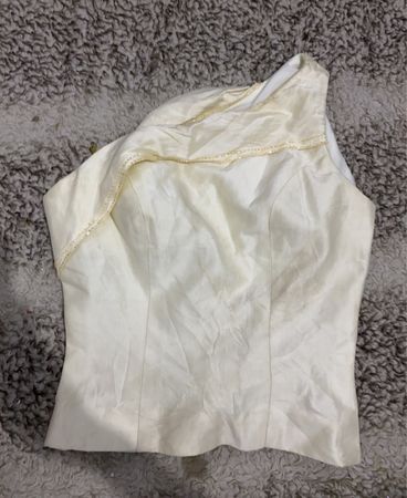 White Satin One-Shoulder Blouse