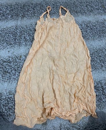 Beige Crinkled Slip Dress