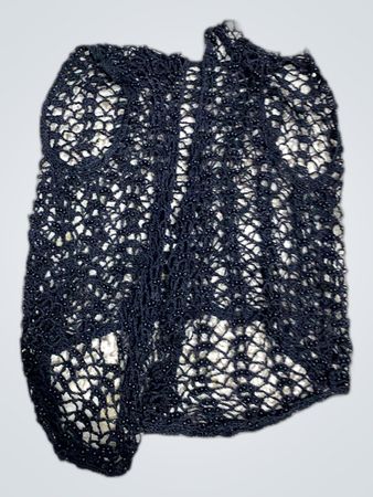 Black Knit Mesh Cardigan