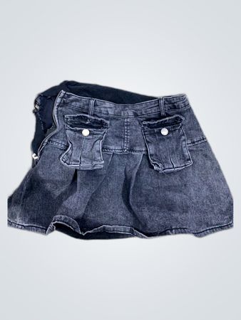 Unbranded Black Denim Cargo Mini Skirt