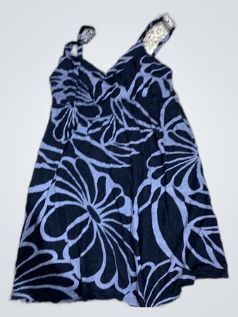 Blue Floral Halter Neck Dress