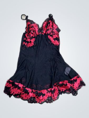 Black and Red Lace Chemise