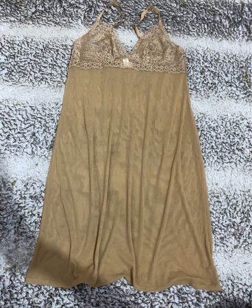 Unbranded Beige Lace Trim Slip Dress