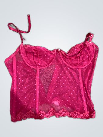 Pink Lace Mesh Bustier Corset