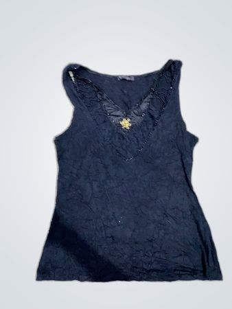 Mango Black Lace Trim Tank Top