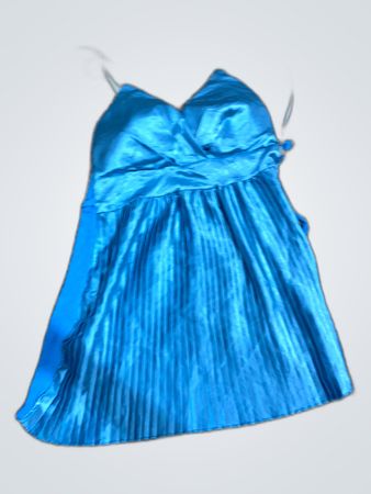 Blue Satin Mini Slip Dress
