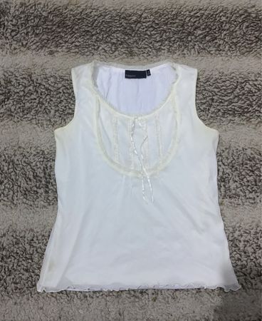 White Lace Trim Tank Top