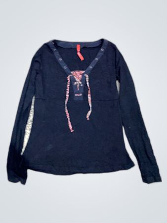 Zara Embroidered Lace-up Blouse