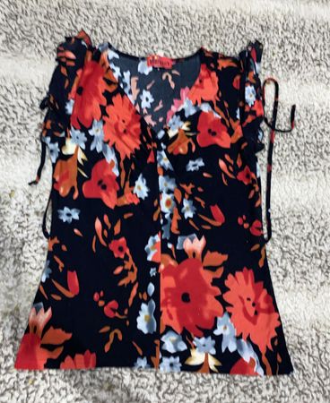 Zara Printed Ruffle Blouse