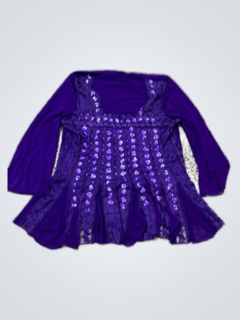 Purple Sequined Lace Blouse