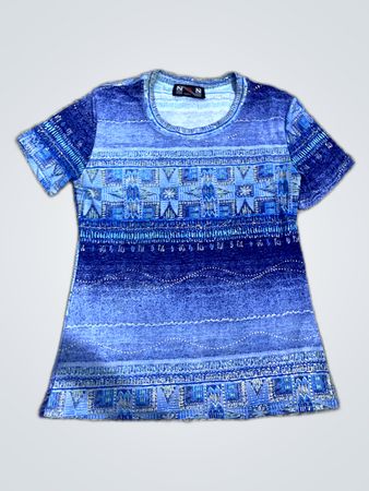 Mango Blue Geometric Printed T-Shirt