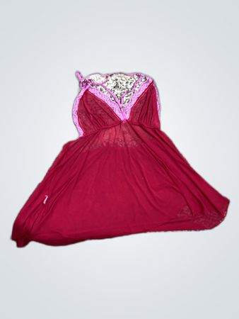 Red Chemise with Pink Lace