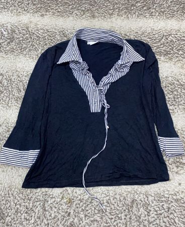 Zara Black Ruffle Collar Blouse