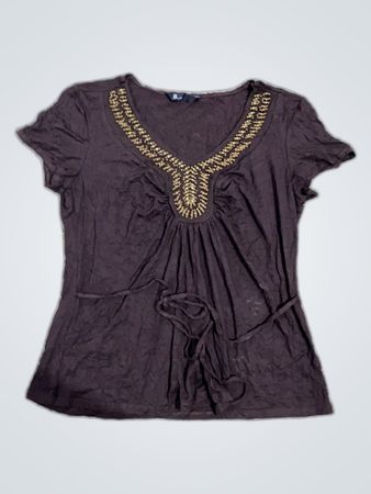 Bebe Embroidered V-Neck Blouse