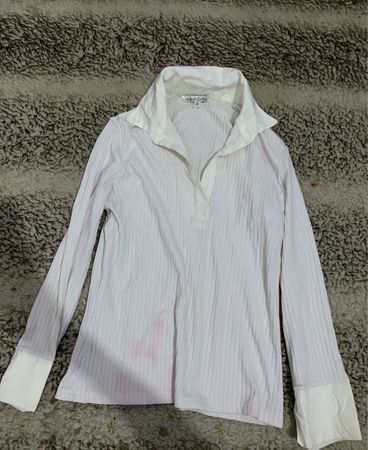 Abercrombie & Fitch White Long-Sleeve Collared Blouse