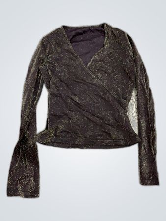 Unbranded Black Glittery Long Sleeve Wrap Blouse