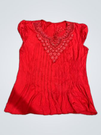 Red Embroidered Blouse