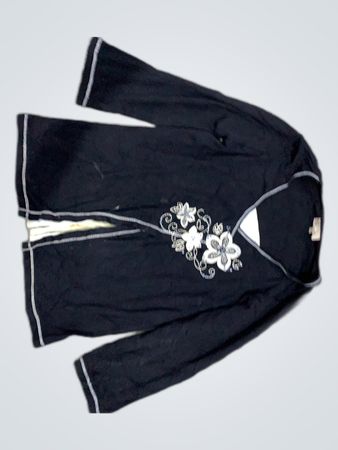 Black Floral Embroidered Knit Cardigan