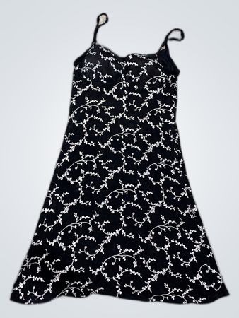 Black Floral Embroidered Slip Dress