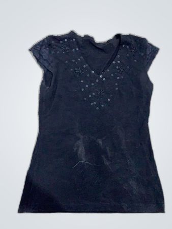 Unbranded Black Sequined V-Neck Tank Top