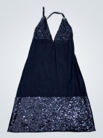 Black Sequined Halter Neck Dress