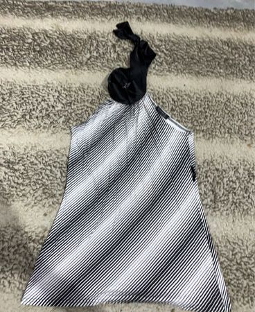 Unbranded Black and White Striped Halter Top