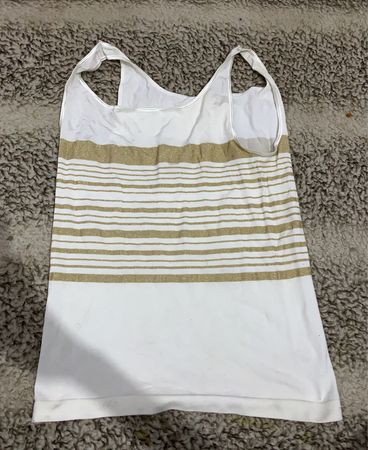 Women's White and Gold Striped Tank Top