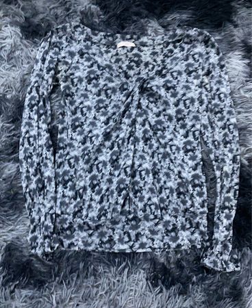 Gray Floral Long-Sleeve Top