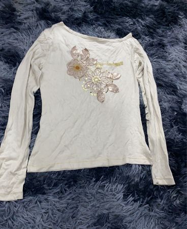 Love Moschino Embellished Off-Shoulder Long Sleeve Top