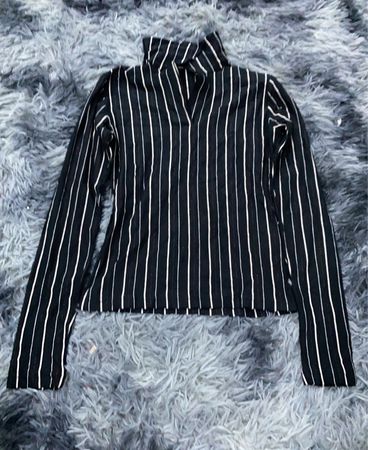 Black and White Striped Long Sleeve Shirt