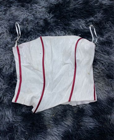 White Corset with Red Stripes