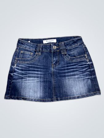 Bias Denim Mini Skirt