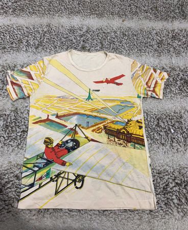 Unbranded Printed T-Shirt Airplane Paris Graphic