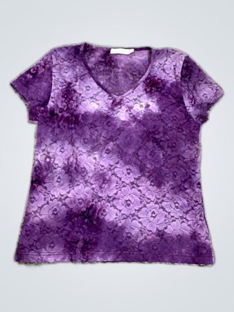 Purple Floral Lace V-Neck Blouse