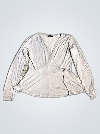 Gray Long-Sleeve Wrap Top